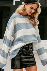 Loose Autumn & Winter Striped Pullover Sweater Ins street