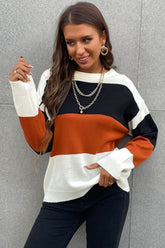 Longing For Fall Color Block Sweater Ins Street
