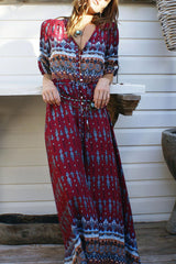 Print Split Joint V Neck Printed Dresses(4 colors) Ins Street