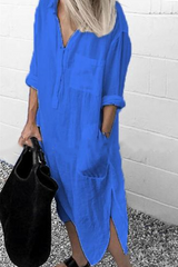 Solid Split Joint Turndown Collar Shirt Dresses(6 colors) Ins Street