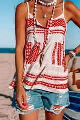 Print Split Joint Spaghetti Strap Tops Ins Street