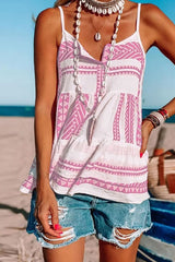 Print Split Joint Spaghetti Strap Tops Ins Street