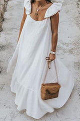 Solid Split Joint O Neck Sleeveless Dresses Ins Street