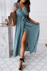 Sexy Dot Slit V Neck Printed Dresses(4 Colors) Ins Street