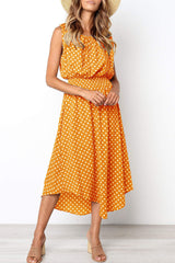 Dot Split Joint O Neck Irregular Dresses(4 colors) Ins Street