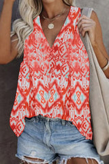Print Split Joint V Neck Tops(5 Colors) Ins Street