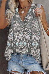 Print Split Joint V Neck Tops(5 Colors) Ins Street