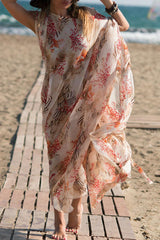 Vacation Print Split Joint Swimwears Cover Up Ins Street