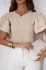 Solid Split Joint O Neck T-Shirts Ins Street