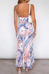 Elegant Print Slit Fold Strapless A Line Dresses Ins Street