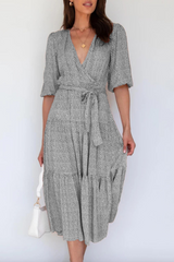 Print Frenulum Flounce A Line Dresses Ins Street