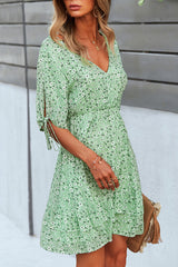 Print Split Joint V Neck A Line Dresses(4 colors) Ins Street