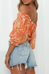 Print Split Joint Off the Shoulder Tops Ins Street