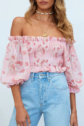Print Split Joint Off the Shoulder Tops Ins Street