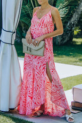 Vacation Print Slit V Neck Princess Dresses Ins Street
