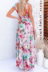 Print Split Joint V Neck Princess Dresses Ins Street