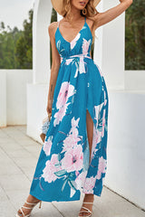 Print Backless V Neck A Line Dresses Ins Street