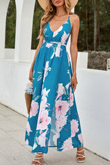 Print Backless V Neck A Line Dresses Ins Street