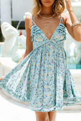 Print Backless V Neck A Line Dresses Ins Street