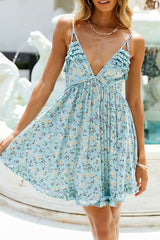 Print Backless V Neck A Line Dresses Ins Street