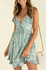 Print Backless V Neck A Line Dresses Ins Street