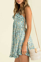 Print Backless V Neck A Line Dresses Ins Street