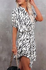 Print Split Joint Mandarin Collar A Line Dresses Ins Street
