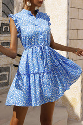 Print Split Joint O Neck A Line Dresses Ins Street