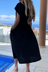 Elegant Solid Frenulum Buckle POLO collar A Line Dresses(3 colors) Ins Street