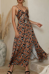 Print Slit V Neck A Line Dresses Ins Street