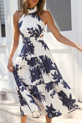 Print Backless Mandarin Collar A Line Dresses Ins Street