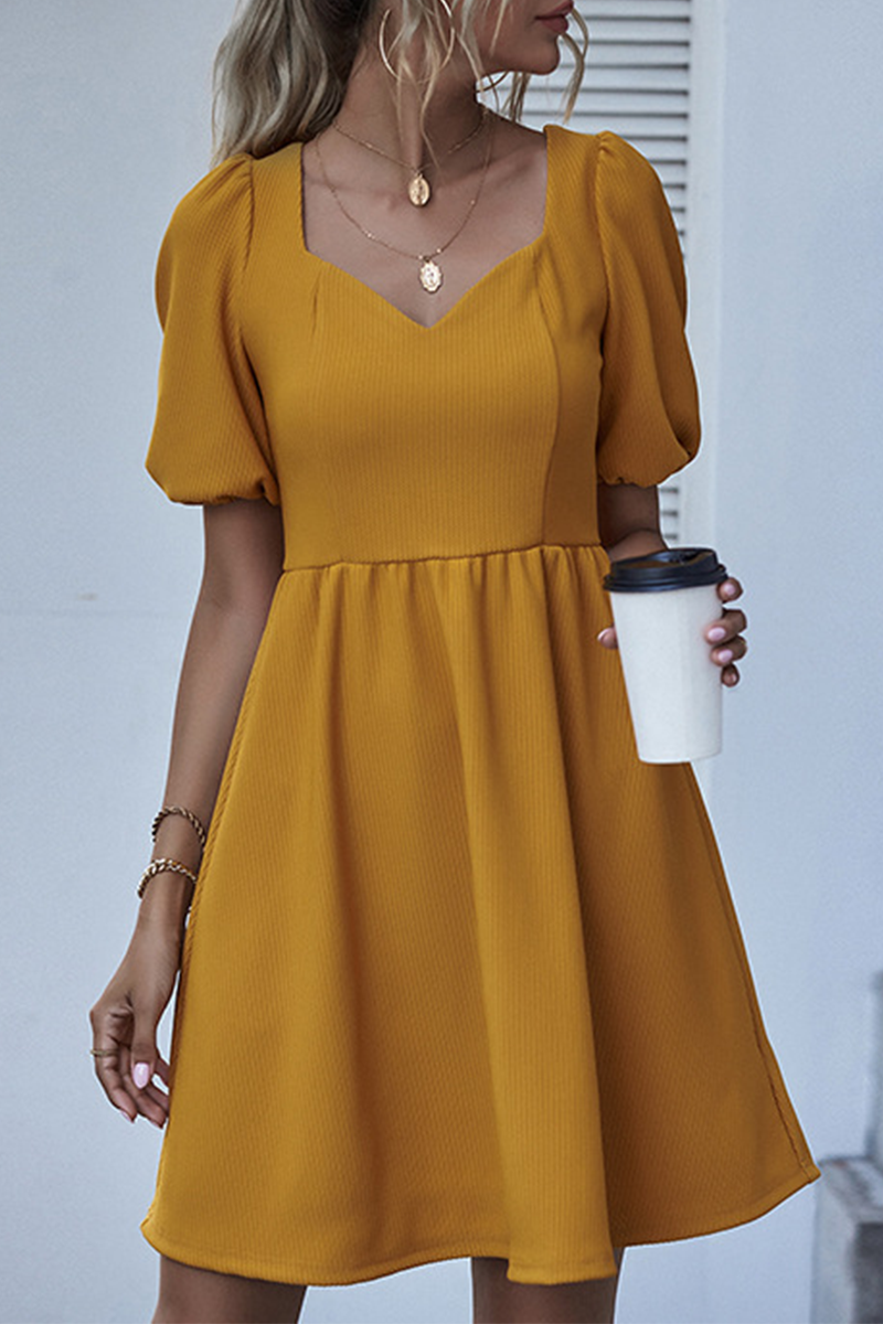 Elegant Solid Split Joint V Neck A Line Dresses Ins Street