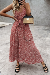 Print Frenulum V Neck A Line Dresses Ins Street