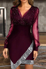 Solid Split Joint V Neck A Line Dresses Ins Street