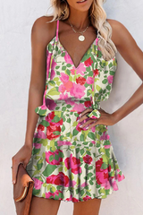 Floral Split Joint Frenulum V Neck A Line Dresses Ins Street