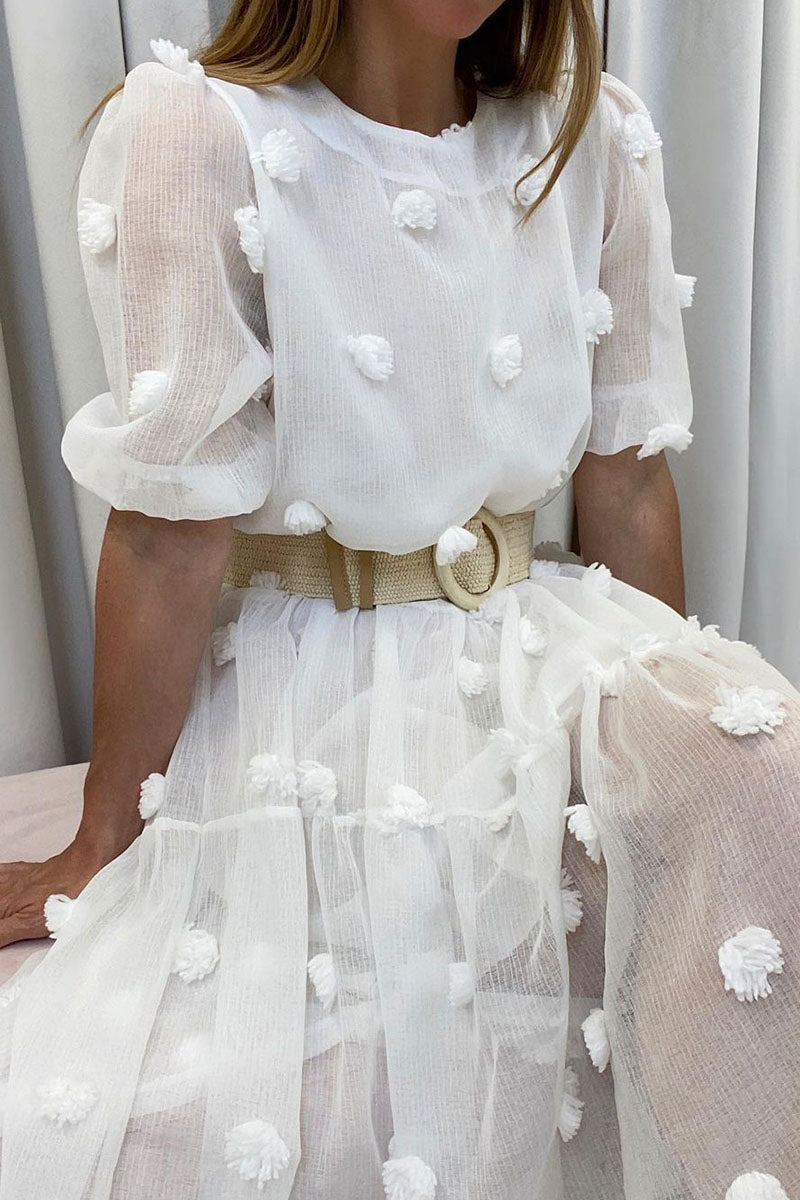 Elegant Solid Split Joint O Neck Princess Dresses Ins Street