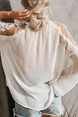 Elegant Solid Lace Frenulum See-through V Neck Tops Ins Street