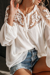 Elegant Solid Lace Frenulum See-through V Neck Tops Ins Street