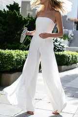 Elegant Solid Split Joint Strapless Jumpsuits Ins Street