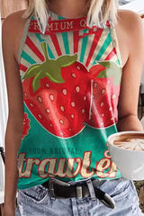 Print Patchwork O Neck Tops Ins Street