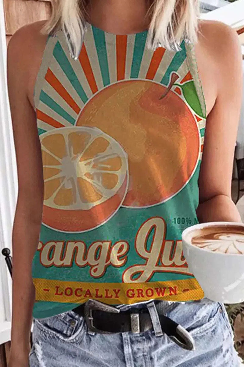 Print Patchwork O Neck Tops Ins Street