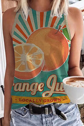 Print Patchwork O Neck Tops Ins Street