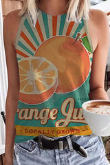 Print Patchwork O Neck Tops Ins Street