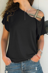 Solid Oblique Collar T-Shirts(7 Colors) Ins Street