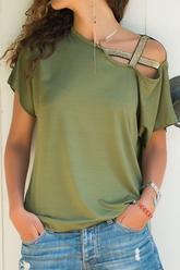 Solid Oblique Collar T-Shirts(7 Colors) Ins Street
