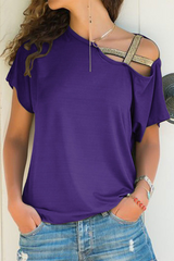 Solid Oblique Collar T-Shirts(7 Colors) Ins Street