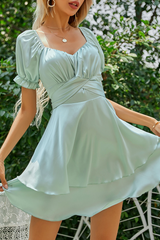 Elegant Solid Split Joint Fold V Neck A Line Dresses Ins Street