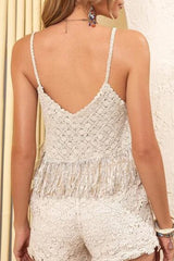 Solid Tassel V Neck Tops Ins Street