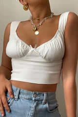 Solid Split Joint U Neck Tops Ins Street