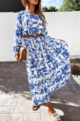 Elegant Print Split Joint V Neck A Line Dresses Ins Street